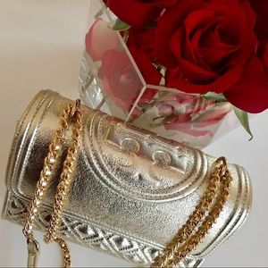 Tory Burch metallic gold bag